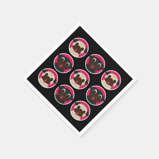 Black and Fawn Pug Heads Verjaardagsfeest Servetten (Hoek)