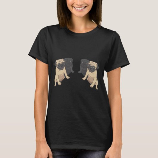 Black and Fawn Pugs Pattern Classic T-Shirt 160 (Voorkant)