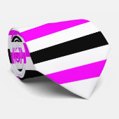 Black and Fuchsia Stripes Pattern Modern White Stropdas (Opgerold)