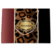 Black and Garnet Leopard Pattern Groot Cadeauzakje (Voorkant)