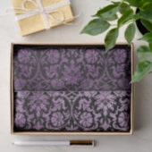Black and Glitter Paarse Floral Damask Tissuepapier (Geschenk)