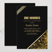 Black and Gold 100th Birthday Brunch Kaart (Voorkant / Achterkant)