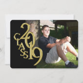Black and Gold 2019 Afstuderen Uitnodiging (Voorkant)
