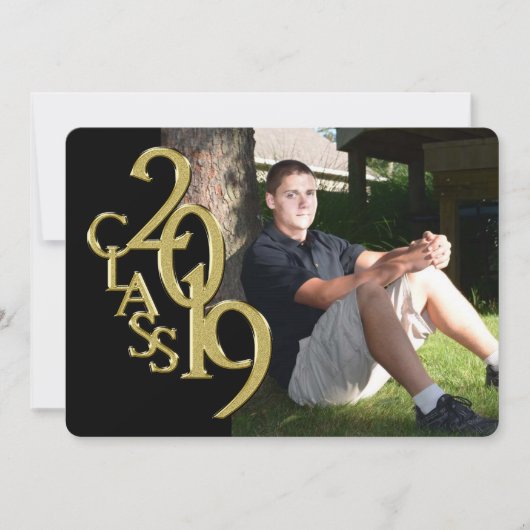 Black and Gold 2019 Afstuderen Uitnodiging (Voorkant)