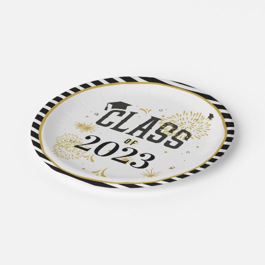 Black and Gold 2021 Afstuderen Celebration Party I Papieren Bordje (Gekanteld)