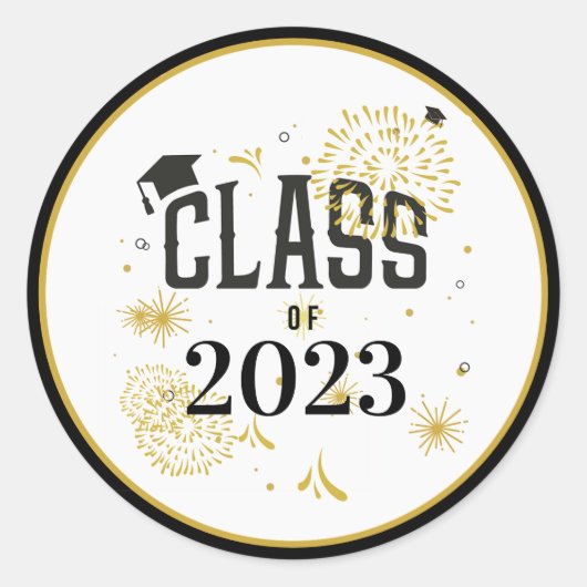 Black and Gold 2021 Afstuderen Celebration Party I Ronde Sticker (Voorkant)