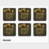 Black And Gold 2026 New Year Party Vierkante Sticker (Vel)