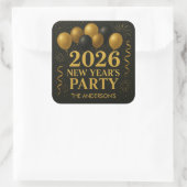 Black And Gold 2026 New Year Party Vierkante Sticker (Tas)