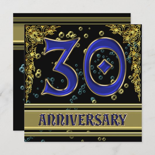 Black and Gold 30ste verjaardagsfeest Kaart (Voorkant / Achterkant)