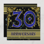 Black and Gold 30th Anniversary feest Kaart (Voorkant / Achterkant)