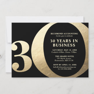 Black and Gold 30th Business Anniversary Kaart
