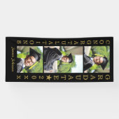 Black and Gold 3 Photo Congrats 2022 Afstuderen Spandoek (Horizontaal)