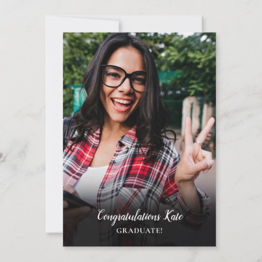 Black and Gold 4 Photo Graduparty Kaart (Achterkant)