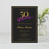 Black and Gold 50 en Fabulous 50th Birthday Kaart (Staand voorkant)