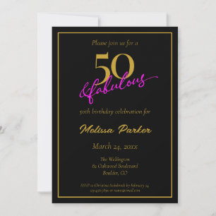 Black and Gold 50 en Fabulous 50th Birthday Kaart