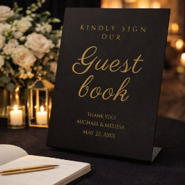 Black and Gold 50th Anniversary Guest Book Sign Reclamebord Met Voetstuk
