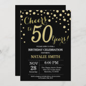 Black and Gold 50th Birthday Diamond Kaart (Voorkant / Achterkant)