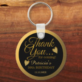 Black And Gold 50th Birthday Guest Thank You Photo Sleutelhanger (Voorkant)