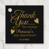 Black and Gold 50th Birthday Hartelijk dank Bedankjes Labels (Voorkant)