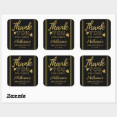 Black and Gold 50th Birthday Hartelijk dank Vierkante Sticker (Vel)