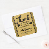 Black and Gold 50th Birthday Hartelijk dank Vierkante Sticker (Envelop)