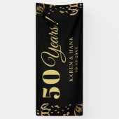 Black and Gold 50th Jubileum Party - Gepersonalise Spandoek (Verticaal)