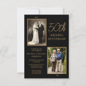 Black and Gold 50th Wedding Anniversary Design Kaart (Voorkant)