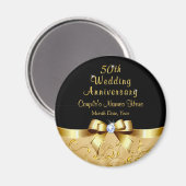 Black and Gold, 50th Wedding Jubileum Favors Magneet (Voorkant / Achterkant)