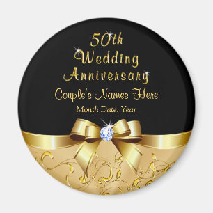Black and Gold, 50th Wedding Jubileum Favors Magneet