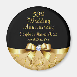 Black and Gold, 50th Wedding Jubileum Favors Magneet