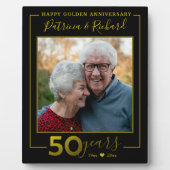 Black and Gold 50th Wedding Jubileum Foto Fotoplaat (Voorkant)