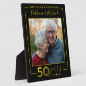 Black and Gold 50th Wedding Jubileum Foto Fotoplaat (Zijkant)