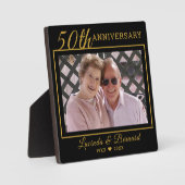 Black and Gold 50th Wedding Jubileum Foto Fotoplaat (Voorkant)