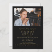 Black and Gold 5 Foto Afstuderen Aankondiging (Achterkant)