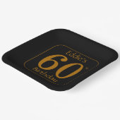 Black and Gold 60th Birthday Party  Papieren Bordje (Gebogen)