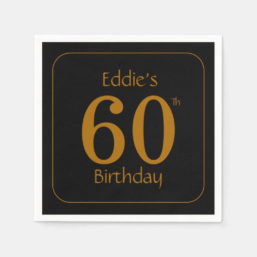 Black and Gold 60th Birthday Party  Servet (Voorkant)