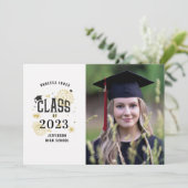 Black and Gold Afstuderen Celebration Kaart (Staand voorkant)