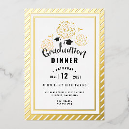 Black and Gold Afstuderen Celebrparty Folie Uitnodiging