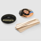 Black and Gold Afstuderen Gefeliciteerd Foto Handwaaier (Niet-gemonteerd)