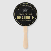 Black and Gold Afstuderen Gefeliciteerd Foto Handwaaier (Voorkant)