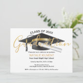 Black and Gold Afstuderen Pet Graduparty Kaart (Staand voorkant)