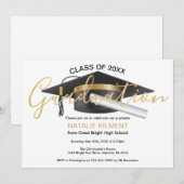 Black and Gold Afstuderen Pet Graduparty Kaart (Voorkant / Achterkant)