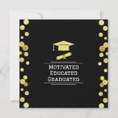 Black and Gold Afstuderen Photo Invitation Kaart (Achterkant)