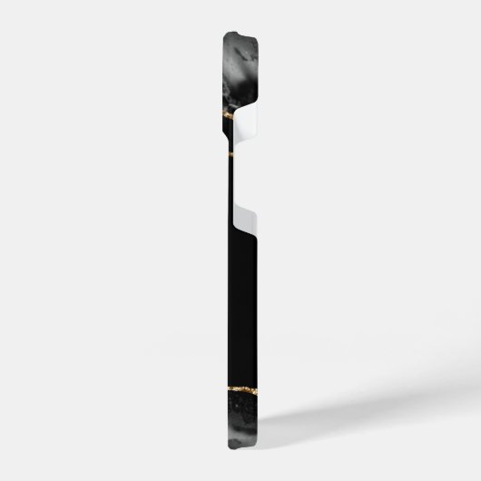 Black and Gold Agate Geode Monogram iPhone iPhone Hoesje (Linkerkant)