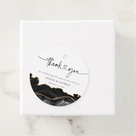 Black and Gold Agate Weddenschap Hartelijk dank Bedankjes Labels (In situ)