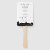 Black and Gold Agate Wedding Program Hand Fan Handwaaier (Achterkant)