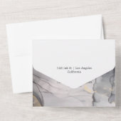 Black and Gold Alcohol Ink Wedding All In One Uitnodiging (Achterkant)