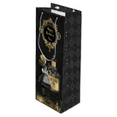 Black and Gold Alice drink me Wijn Cadeautas (Voorkant Gekanteld)