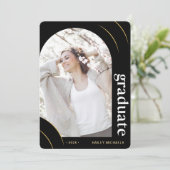 Black and Gold Arch Photo Graduparty Kaart (Staand voorkant)