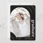 Black and Gold Arch Photo Graduparty Kaart (Voorkant)